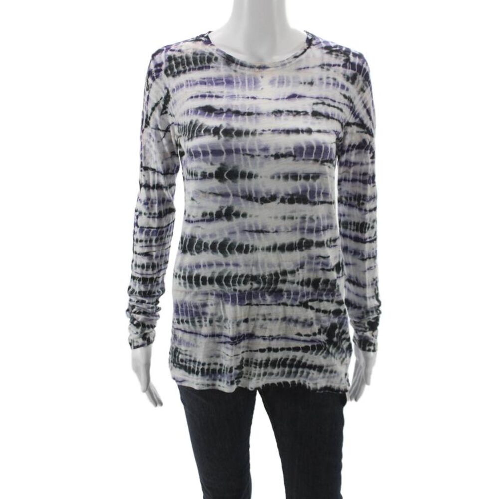 Proenza Schouler Womens Jersey Tee Black Striped Crew Neck Long Sleeve Size XS